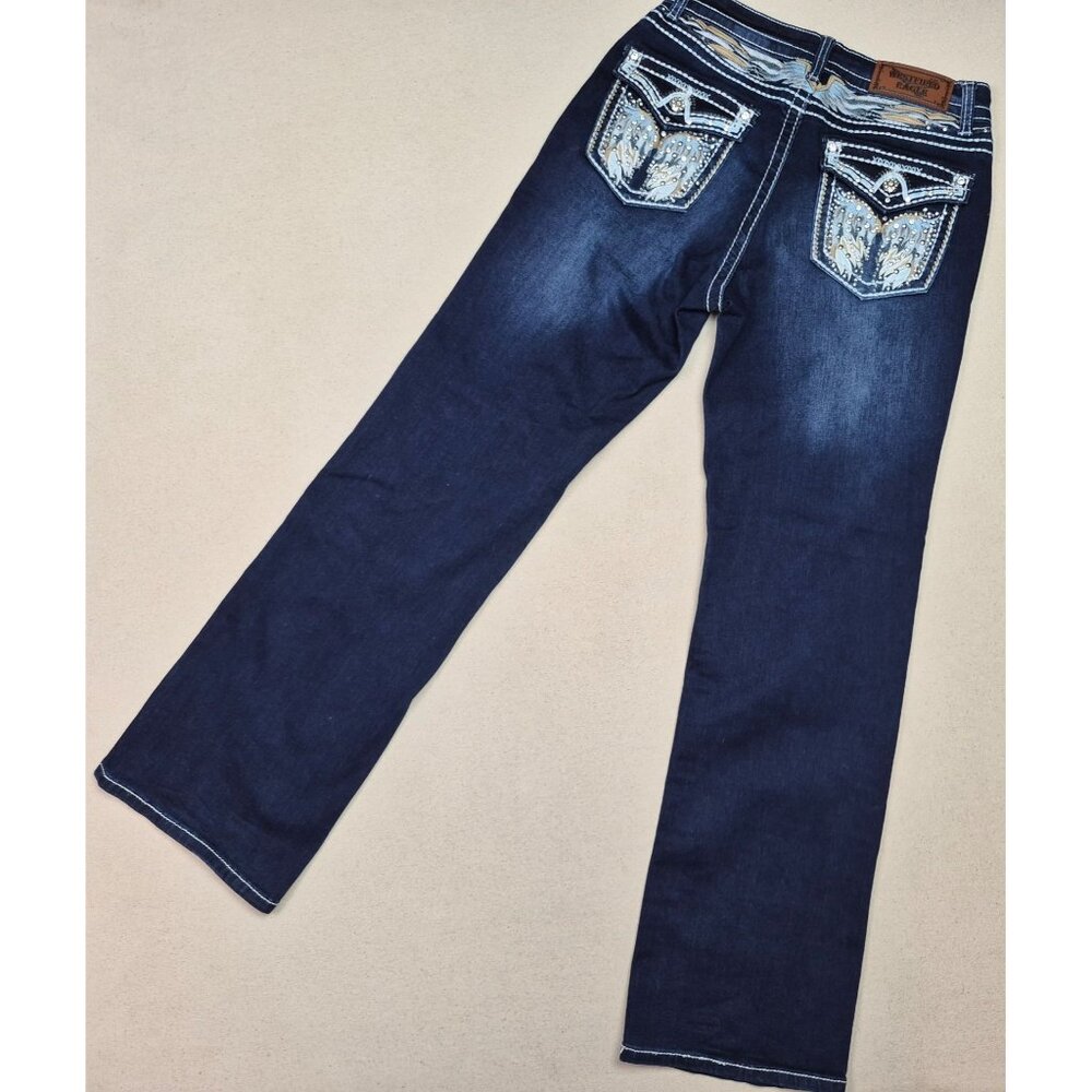 Westfield Eagle Womens Blue Jeans Embellished Straight Boho Dark Wash Sz 9 29/32 - Picture 2 of 8